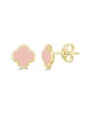Italian Gold 14k Light Pink Agate Clover Earrings