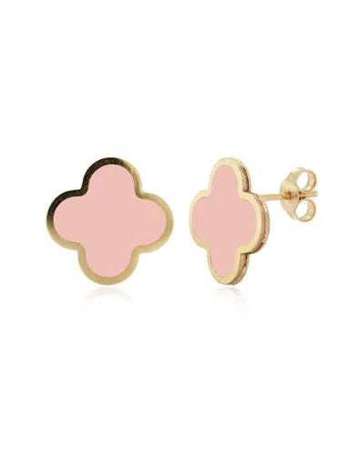 ITALIAN GOLD ITALIAN GOLD 14K LIGHT PINK AGATE CLOVER EARRINGS