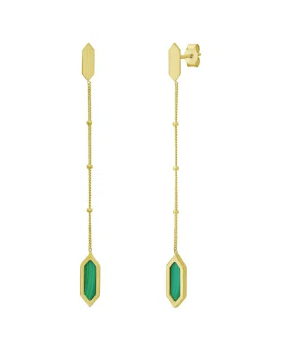 Italian Gold 14k Malachite Dangle Earrings