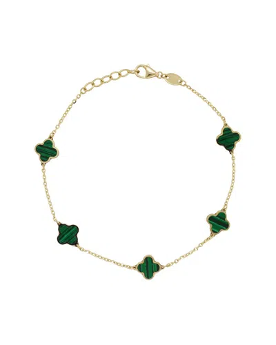 Italian Gold 14k Malachite Enamel Chain Bracelet In Multi