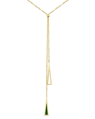 Italian Gold 14k Malachite Lariat Necklace In Green