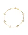 Italian Gold 14k Mother Of Pearl Clover Stackable Bracelet