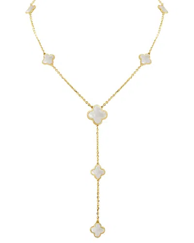 Italian Gold 14k Mother Of Pearl Lariat Necklace In Multi