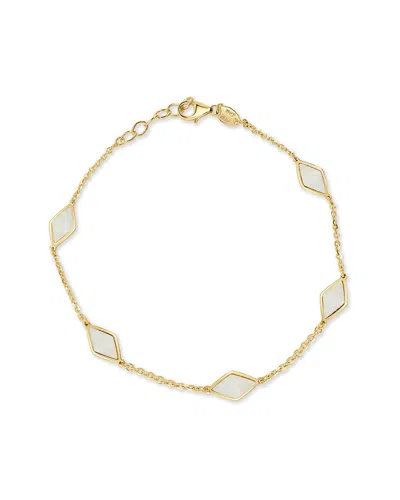 Italian Gold 14k Mother Of Pearl Station Chain Bracelet In Pattern