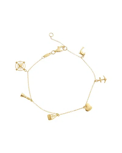 Italian Gold 14k Nautical Charms Adjustable Length Bracelet