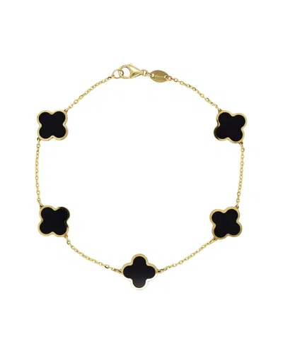 Italian Gold 14k Onyx Chain Bracelet In Pattern
