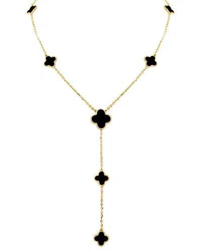 Italian Gold 14k Malachite Lariat Necklace In Multi