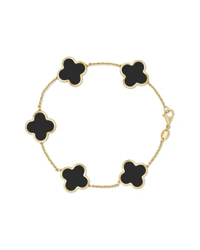 Italian Gold 14k Onyx Stackable Bracelet