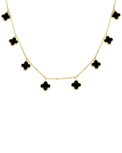 Italian Gold 14k Onyx Station Necklace In Black