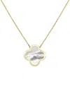 Italian Gold 14k Pearl Clover Necklace In Gold