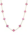 Italian Gold 14k Pink Agate Clover Layered Necklace