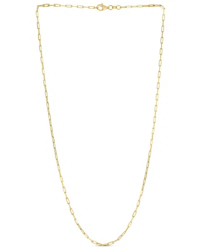 Italian Gold 14k Plated Silver Paperclip Chain Necklace
