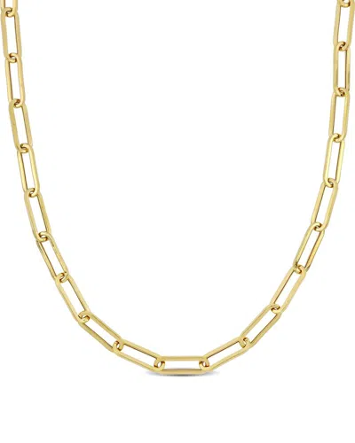 Italian Gold 14k Polished Paperclip Chain Necklace In Gold