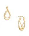 Italian Gold 14k Polished/textured Twisted Oval Double Hoop Earrings In Gold