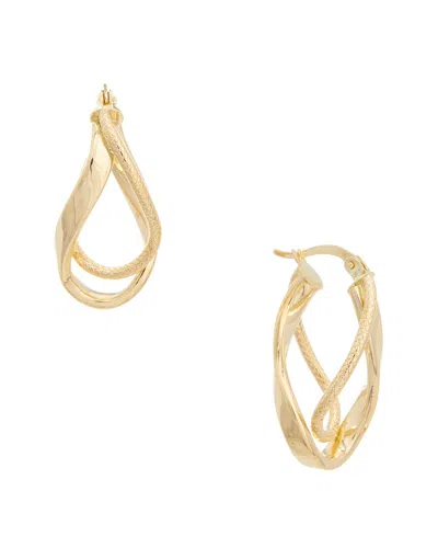 Italian Gold 14k Polished/textured Twisted Oval Double Hoop Earrings