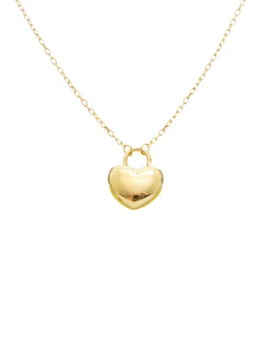 Italian Gold 14k Puffed Heart Adjustable Length Necklace