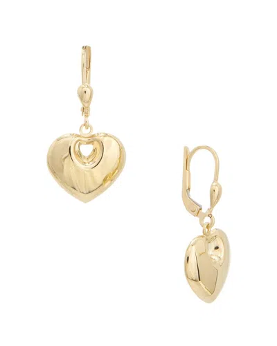 Italian Gold 14k Puffed Heart Leverback Earrings