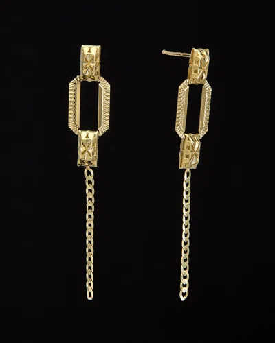 ITALIAN GOLD 14K RECTANGLE CURB LINK DROP EARRINGS