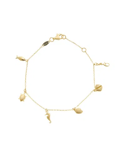 Italian Gold 14k Sea Life Charms Adjustable Length Bracelet