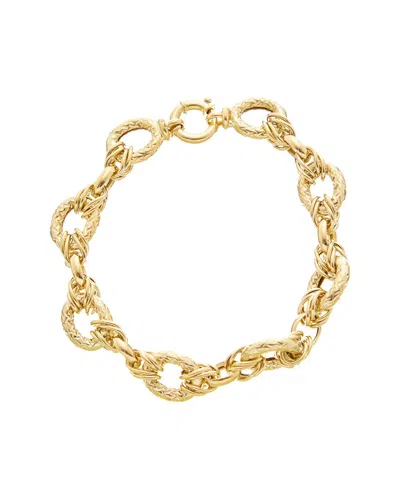 Italian Gold 14k Textured Oval Link Bracelet