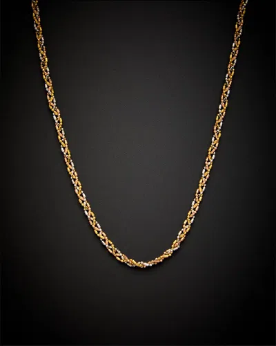 Italian Gold 14k Tri-tone  Bar & Bead Necklace