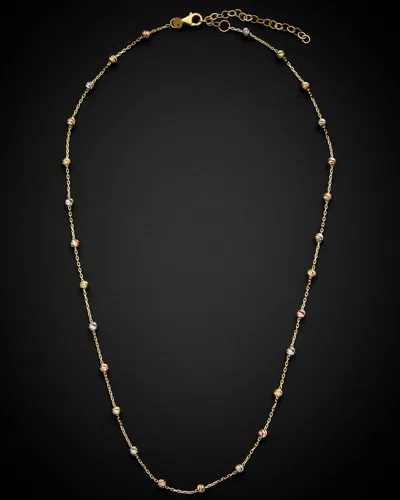 Italian Gold 14k Tri-tone  Bead Station Necklace