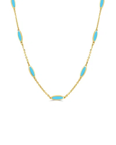 Italian Gold 14k Turquoise Bar Layered Necklace In Multi