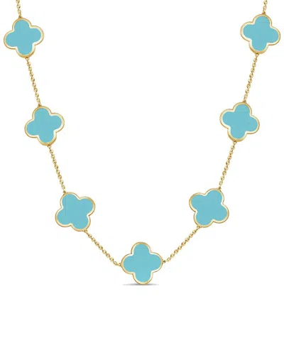 Italian Gold 14k Turquoise Layered Necklace In Blue