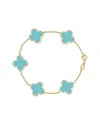 Italian Gold 14k Turquoise Enamel Chain Bracelet