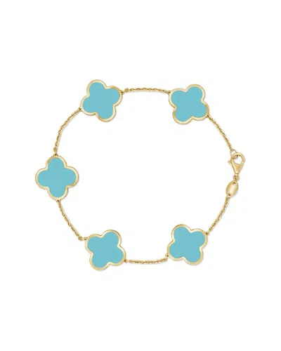 Italian Gold 14k Turquoise Stackable Bracelet In Orange