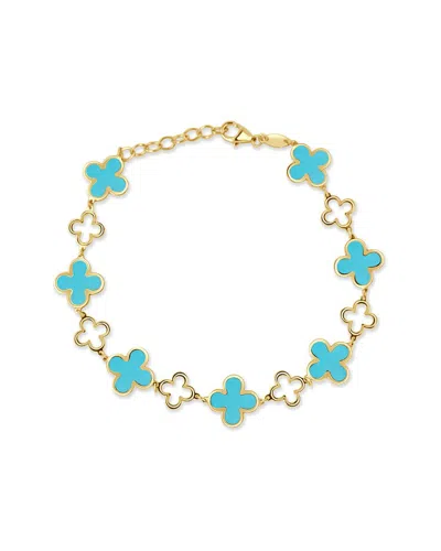 Italian Gold 14k Turquoise Station Chain Bracelet In Orange