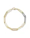 Italian Gold 14k Two-tone  0.32 Ct. Tw. Diamond Paperclip Link Bracelet
