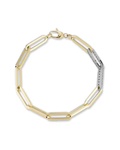 Italian Gold 14k Two-tone  0.32 Ct. Tw. Diamond Paperclip Link Bracelet In Gray