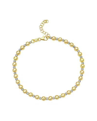 Italian Gold 14k Two-tone  Beaded Bracelet