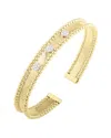 Italian Gold 14k Two-tone  Beaded Edge Cuff Bracelet