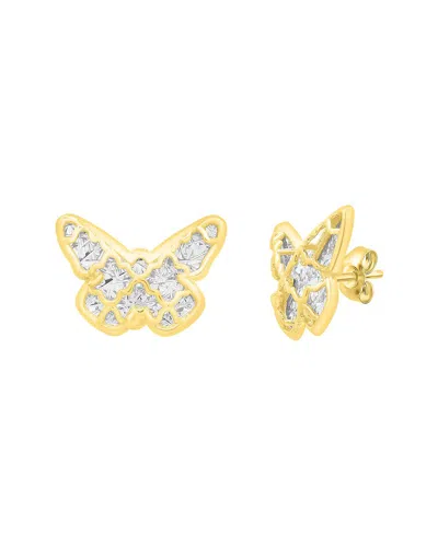 Italian Gold 14k Two-tone  Butterfly Earrings