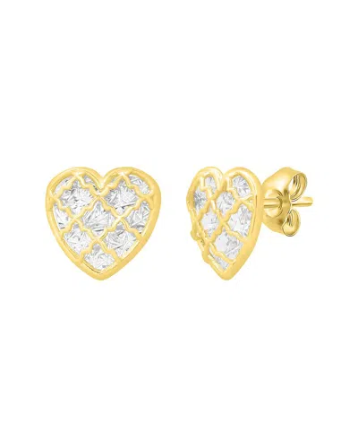 Italian Gold 14k Two-tone  Heart Earrings