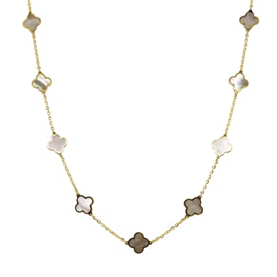 Italian Gold 14k Clover Layer Necklace
