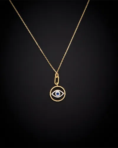 Italian Gold 18k  0.20 Ct. Tw. Diamond & Sapphire Necklace