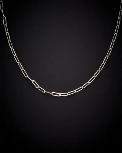 Italian Gold 18k  2.5mm Paperclip Chain Necklace In Metallic