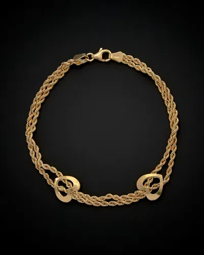Italian Gold Double Strand Heart Bracelet In Gold