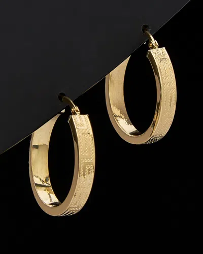 Italian Gold Greek Key Flat Hoops