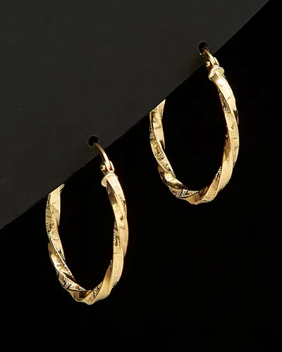 Italian Gold Greek Key Twisted Hoops
