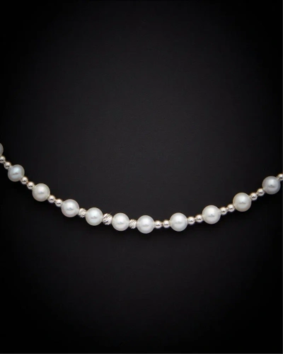 Italian Gold 18k  Pearl Choker Necklace In White
