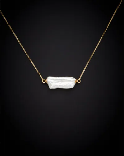 Italian Gold 18k  Pearl Necklace In Metallic
