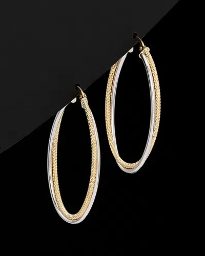 Italian Gold Two-tone Oval Hoop Earrings