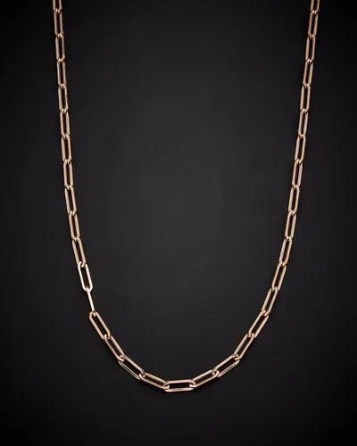 Italian Gold 18k Italian Rose Gold Paperclip Chain Necklace