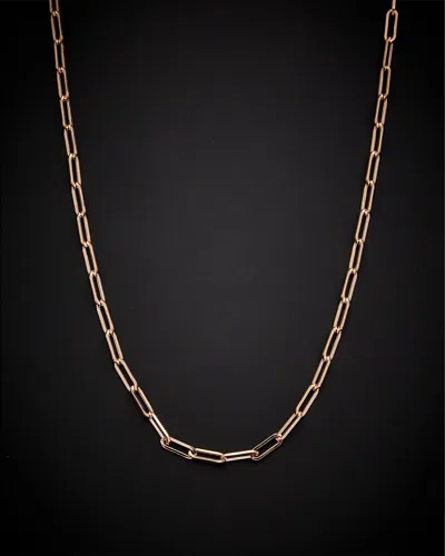 Italian Gold 18k Italian Rose Gold Paperclip Chain Necklace