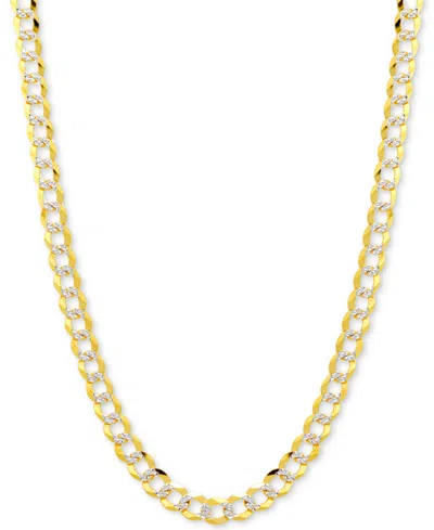 Italian Gold 28" Two-tone Open Curb Link Chain Necklace (3-5/8mm) In Solid 14k Gold & White Gold
