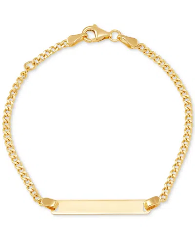 Italian Gold Kids' Children's Id Plate Curb Link Bracelet In 14k Gold In Yellow Gold